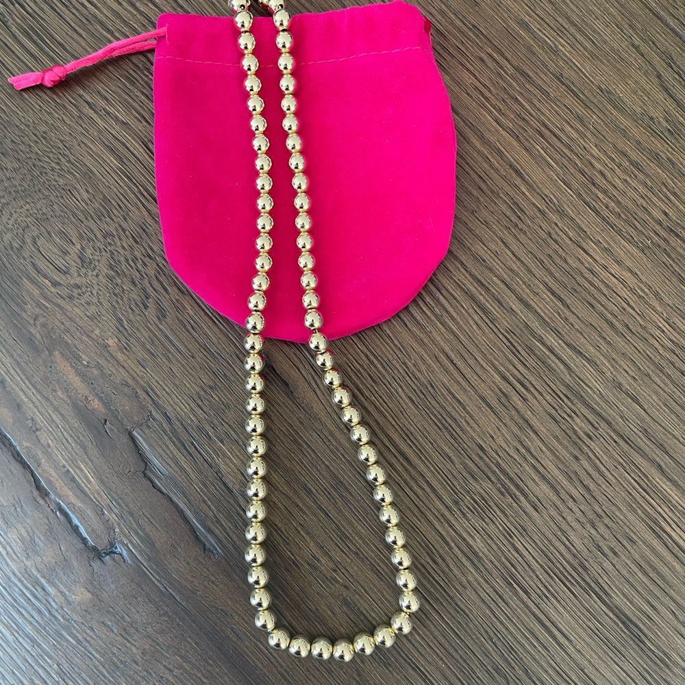 14k 7mm Gold Beaded Necklace - Picture 4 of 5